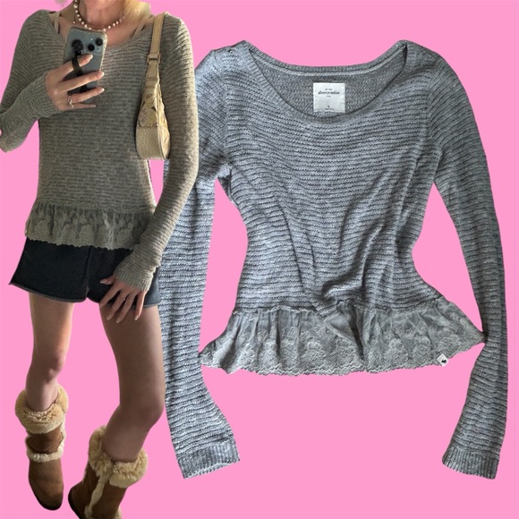 Abercrombie & Fitch Sweaters - Y2k Abercrombie and fitch coquette babydoll Bella swan ruffle sweater
